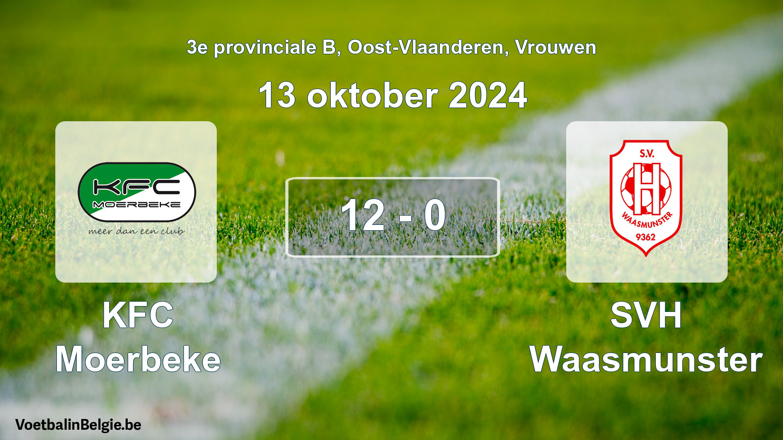 Gespeelde wedstrijd vrouwenvoetbal: KFC Moerbeke - SVH Waasmunster 12 - 0 (13 oktober 2024)