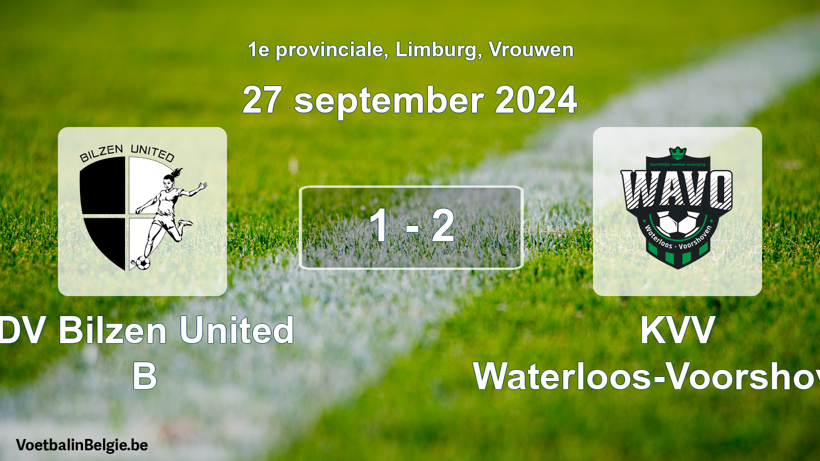Gespieltes Spiel frauen-Fußball: DV Bilzen United B - KVV Waterloos-Voorshoven 1 - 2 (27 September 2024)