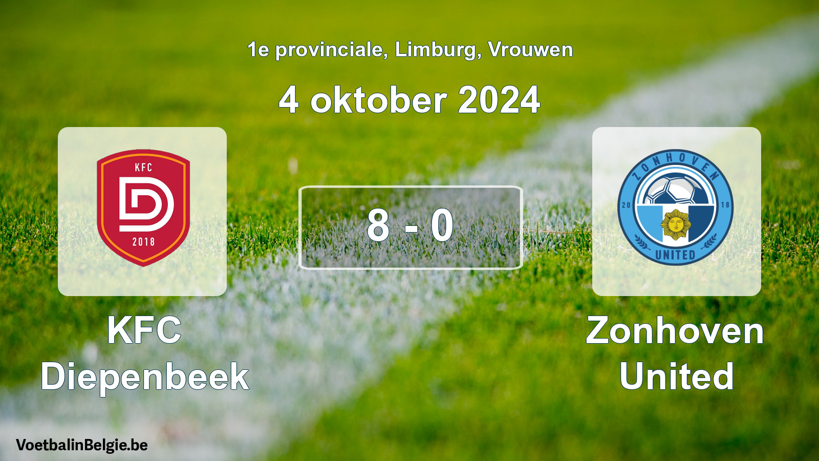 Gespeelde wedstrijd vrouwenvoetbal: KFC Diepenbeek - Zonhoven United 8 - 0 (4 oktober 2024)