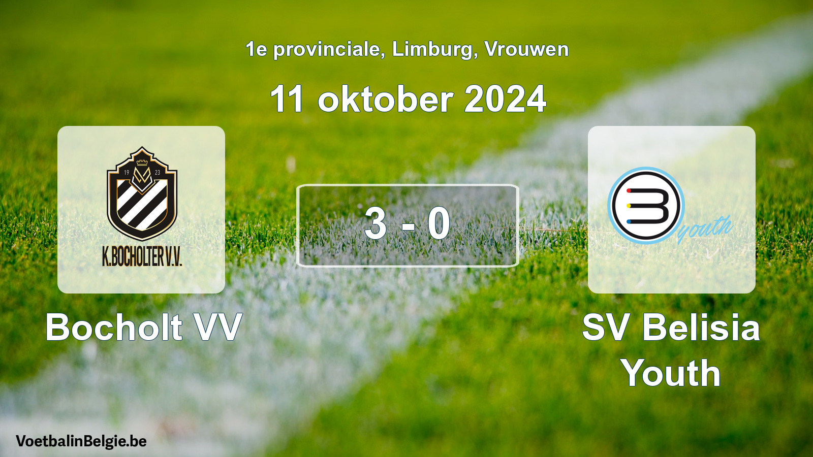 Gespeelde wedstrijd vrouwenvoetbal: Bocholt VV - SV Belisia Youth 3 - 0 (11 oktober 2024)