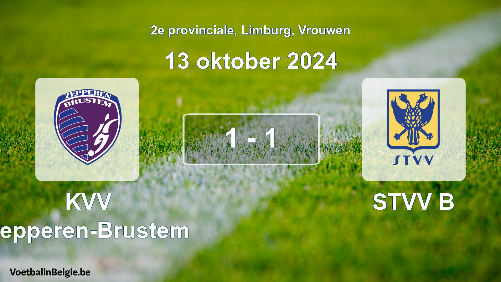 Played match women football: KVV Zepperen-Brustem - STVV B 1 - 1 (13 October 2024)