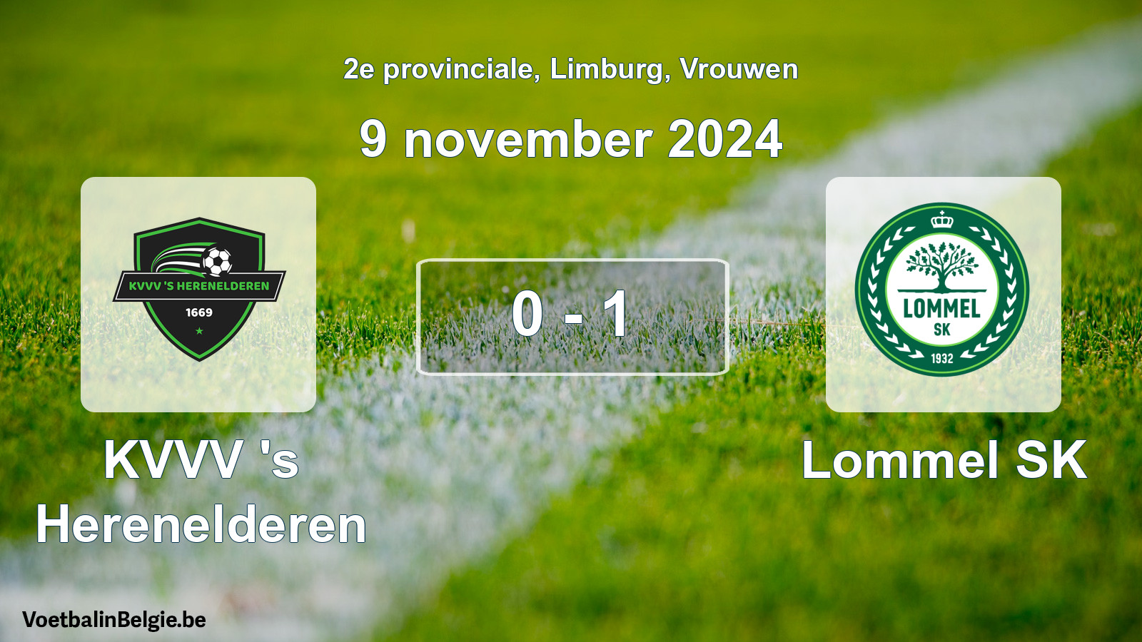Gespeelde wedstrijd vrouwenvoetbal: KVVV 's Herenelderen - Lommel SK 0 - 1 (9 november 2024)