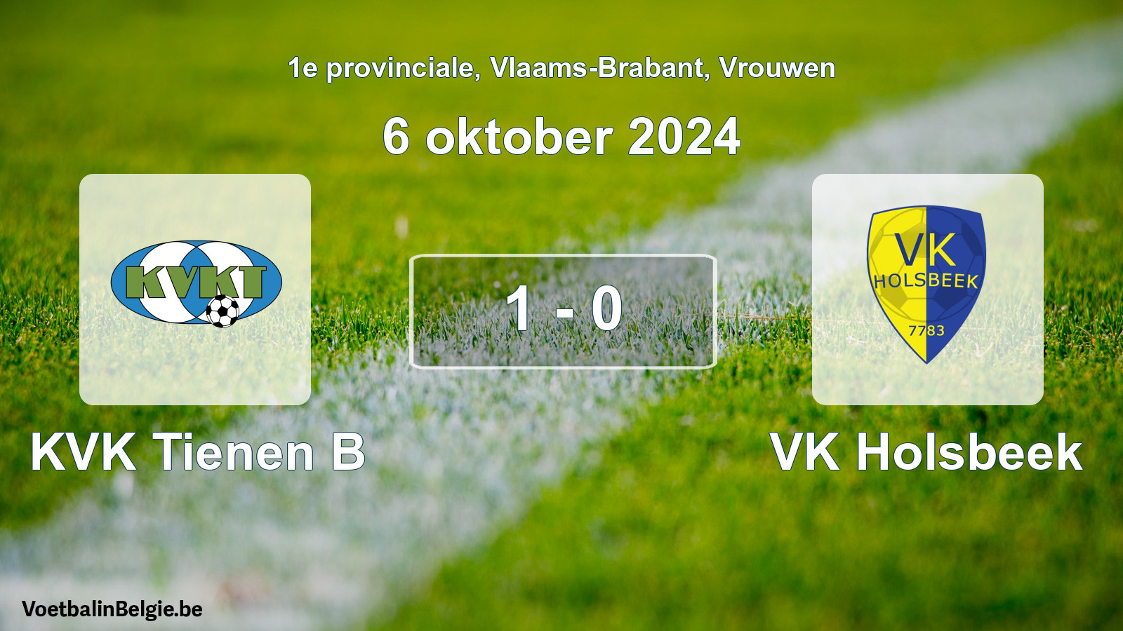 Gespeelde wedstrijd vrouwenvoetbal: KVK Tienen B - VK Holsbeek 1 - 0 (6 oktober 2024)