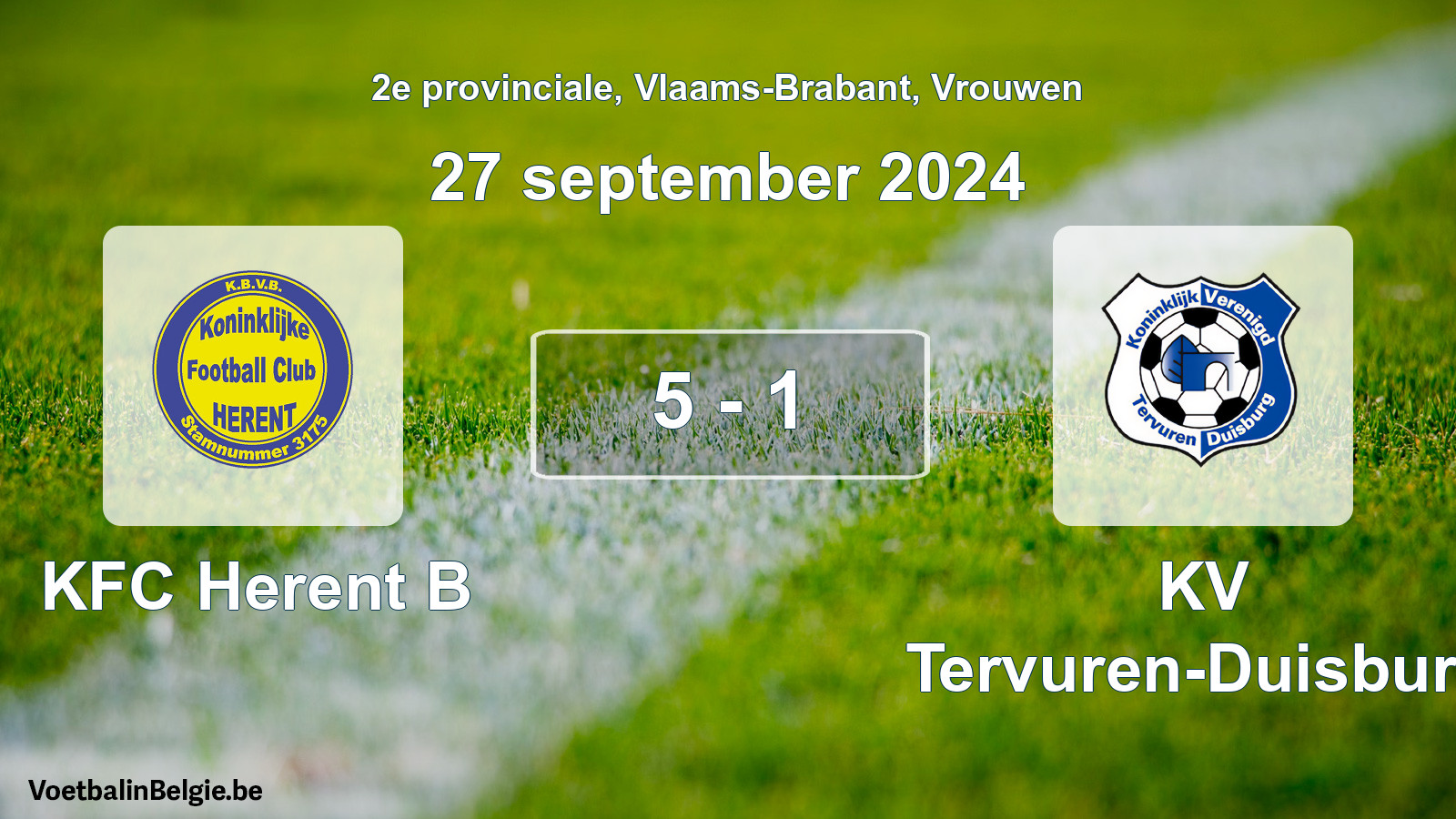 Gespeelde wedstrijd vrouwenvoetbal: KFC Herent B - KV Tervuren-Duisburg 5 - 1 (27 september 2024)