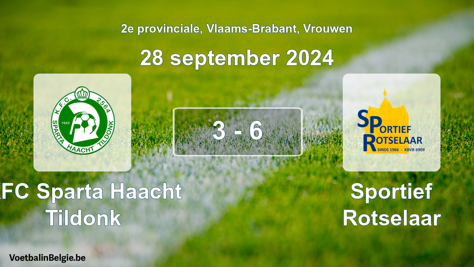 Gespeelde wedstrijd vrouwenvoetbal: KFC Sparta Haacht Tildonk - Sportief Rotselaar 3 - 6 (28 september 2024)
