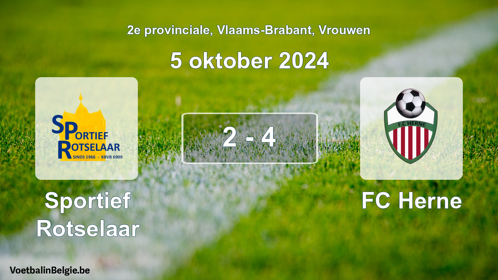 Gespeelde wedstrijd vrouwenvoetbal: Sportief Rotselaar - FC Herne 2 - 4 (5 oktober 2024)