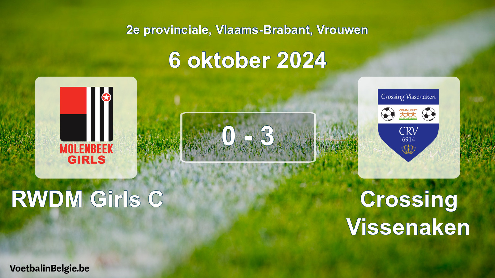 Gespeelde wedstrijd vrouwenvoetbal: RWDM Girls C - Crossing Vissenaken 0 - 3 (6 oktober 2024)