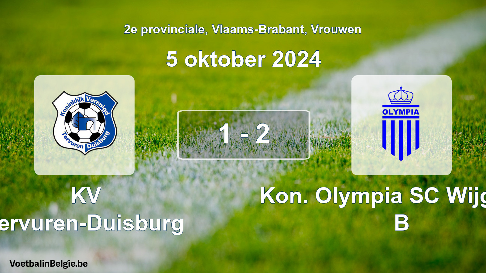 Gespeelde wedstrijd vrouwenvoetbal: KV Tervuren-Duisburg - Kon. Olympia SC Wijgmaal B 1 - 2 (5 oktober 2024)