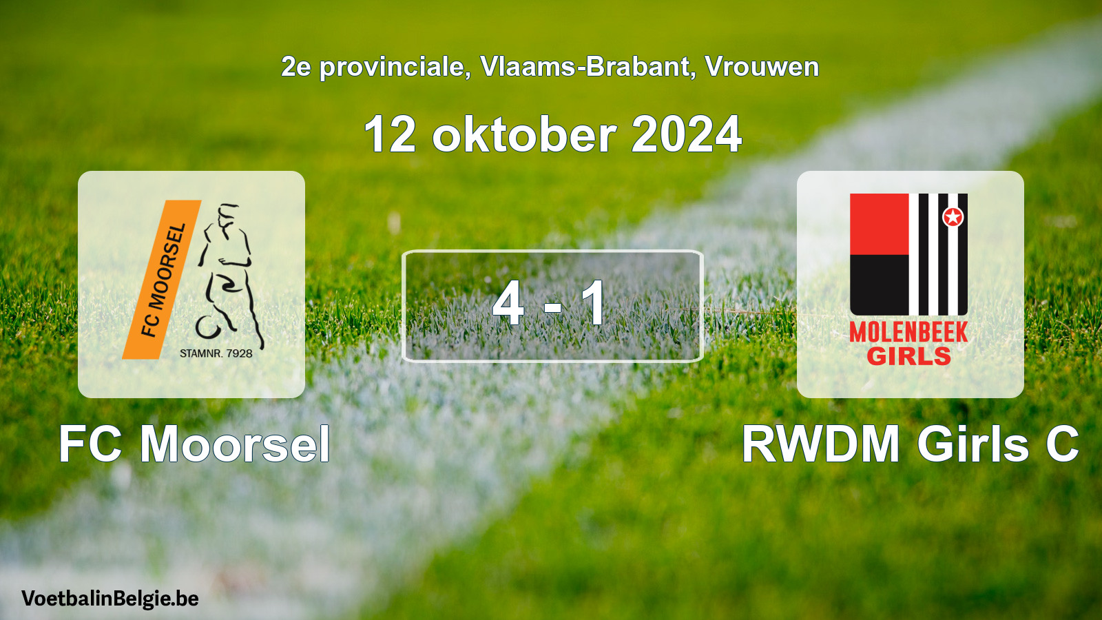 Gespeelde wedstrijd vrouwenvoetbal: FC Moorsel - RWDM Girls C 4 - 1 (12 oktober 2024)
