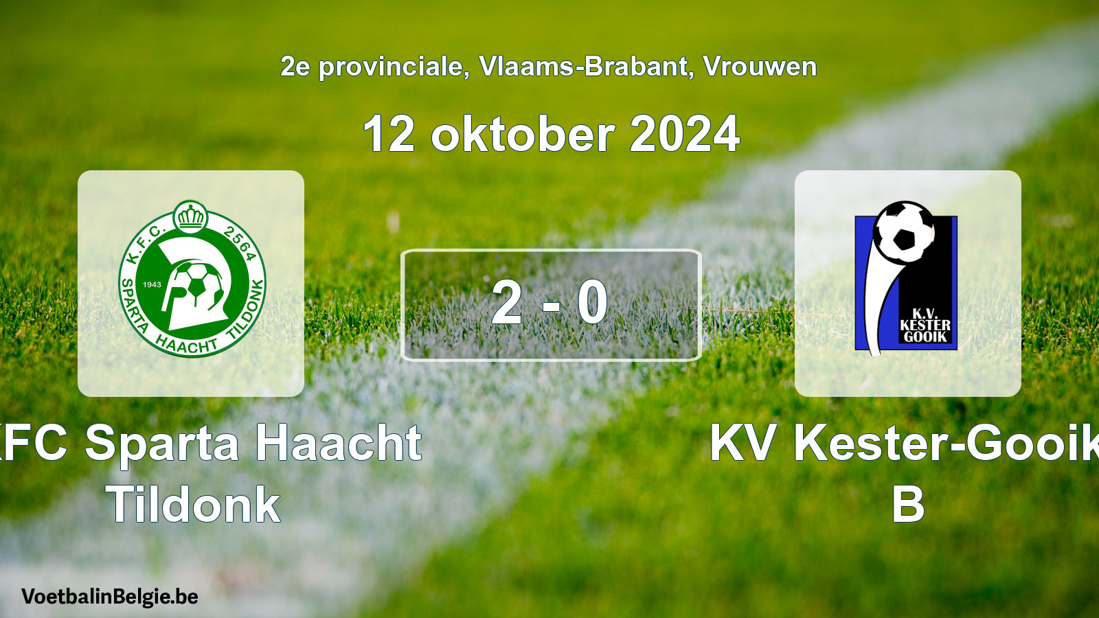 Gespeelde wedstrijd vrouwenvoetbal: KFC Sparta Haacht Tildonk - KV Kester-Gooik B 2 - 0 (12 oktober 2024)