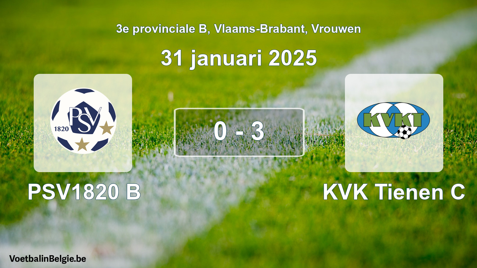 Gespeelde wedstrijd vrouwenvoetbal: PSV1820 B - KVK Tienen C 0 - 3 (31 januari 2025)