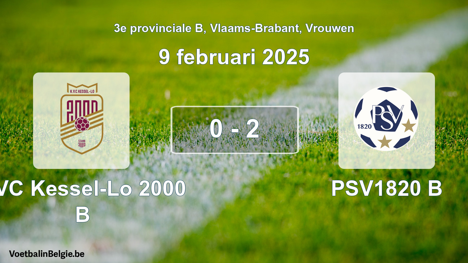 Gespeelde wedstrijd vrouwenvoetbal: KVC Kessel-Lo 2000 B - PSV1820 B 0 - 2 (9 februari 2025)