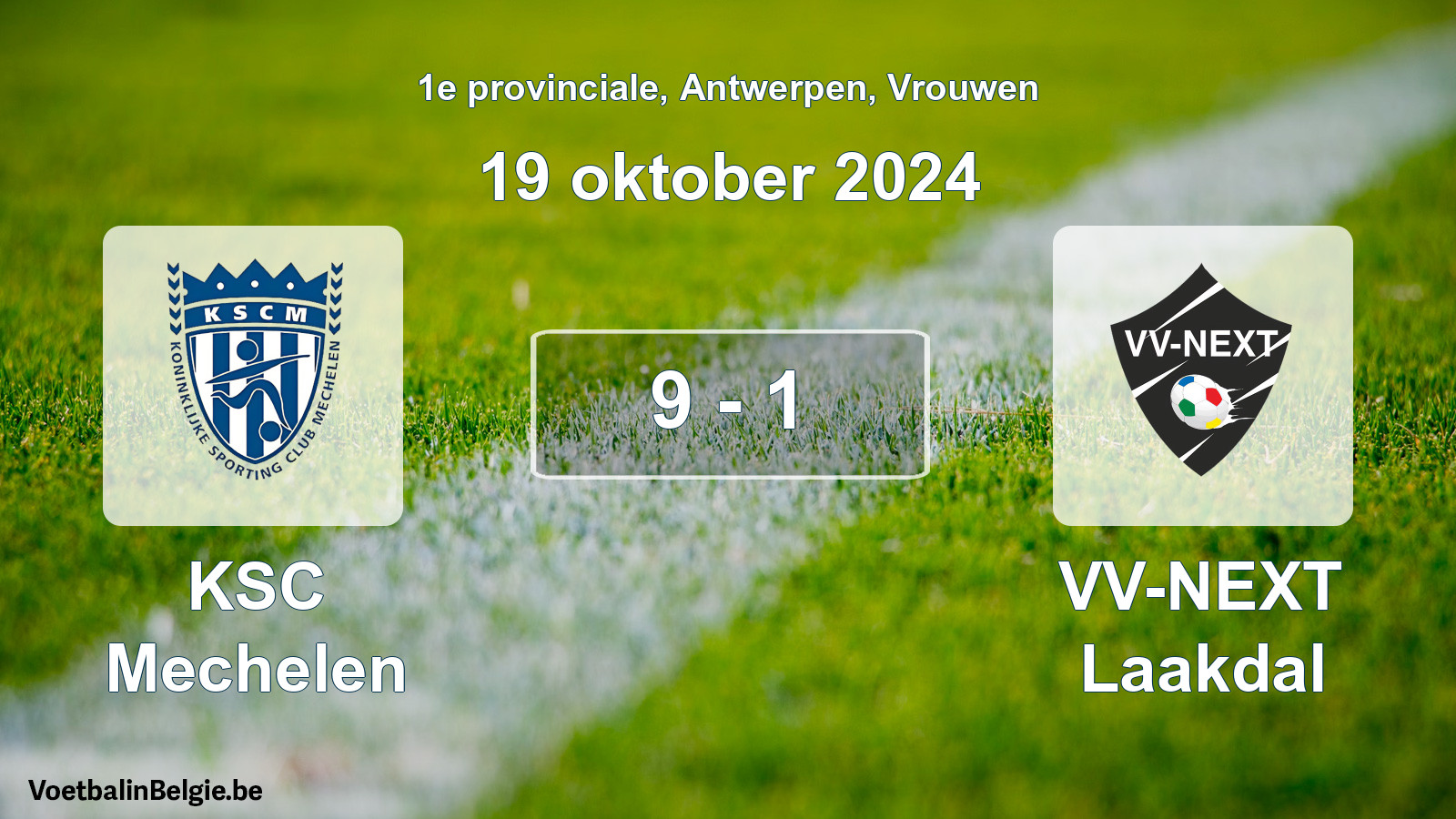 Played match women football: KSC Mechelen - VV-NEXT Laakdal 9 - 1 (19 October 2024)