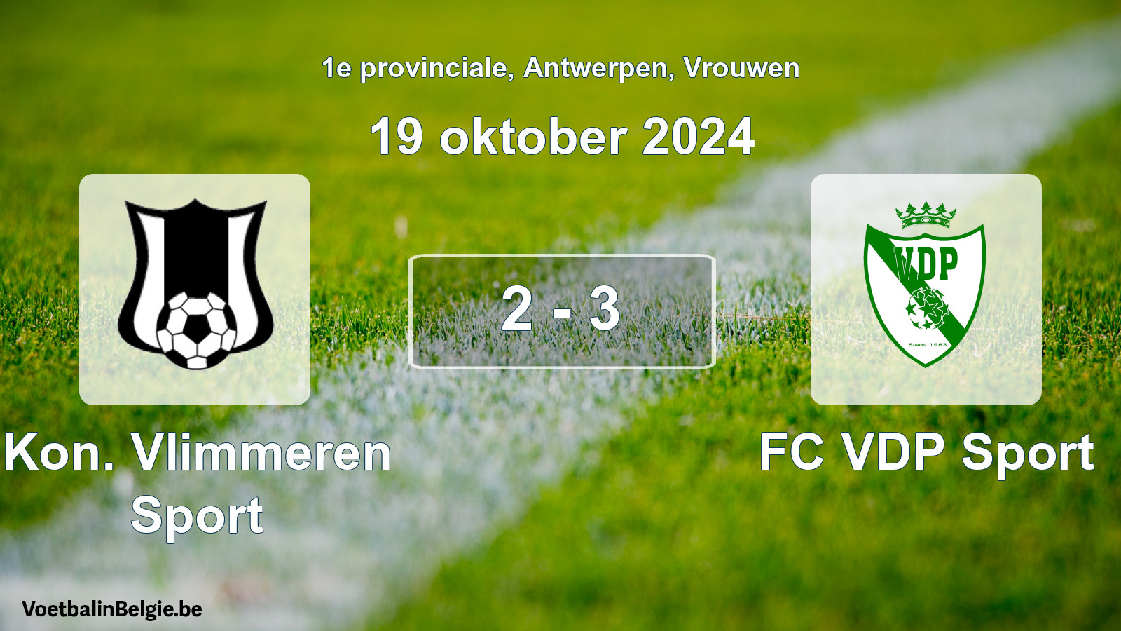 Gespieltes Spiel frauen-Fußball: Kon. Vlimmeren Sport - FC VDP Sport 2 - 3 (19 Oktober 2024)