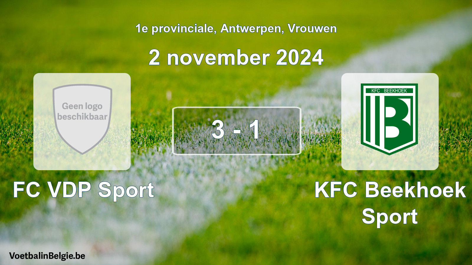 Gespeelde wedstrijd vrouwenvoetbal: FC VDP Sport - KFC Beekhoek Sport 3 - 1 (2 november 2024)