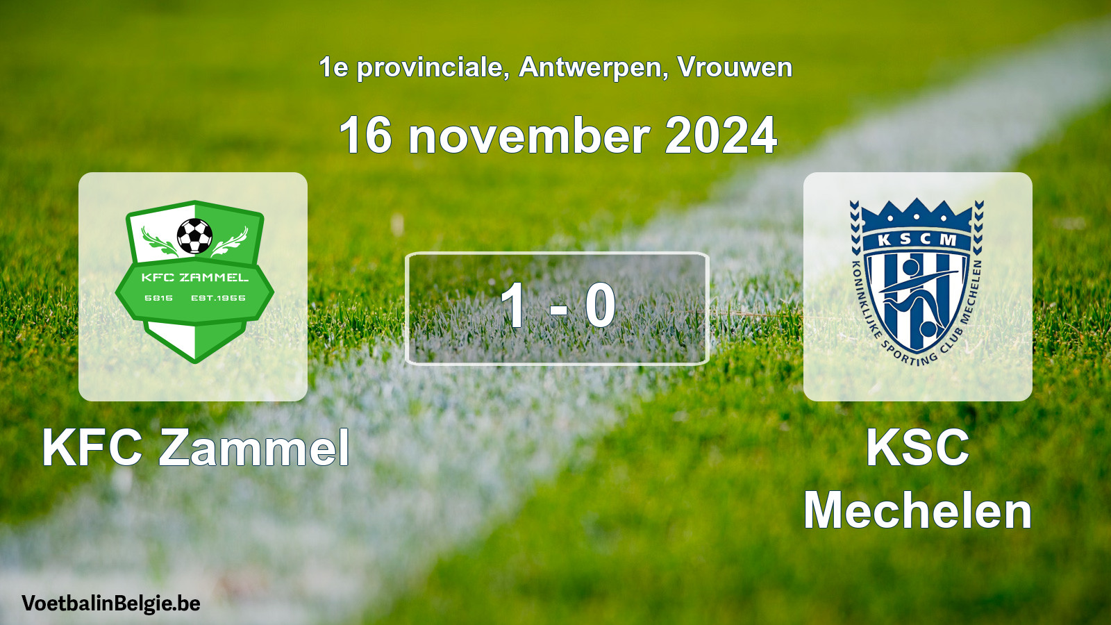 Gespeelde wedstrijd vrouwenvoetbal: KFC Zammel - KSC Mechelen 1 - 0 (16 november 2024)