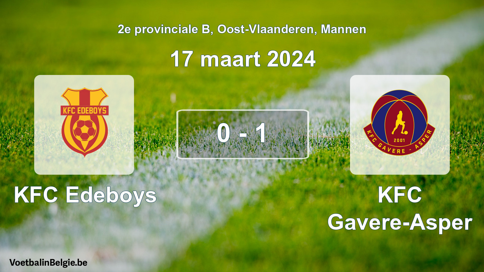 Gespeelde wedstrijd mannenvoetbal: KFC Edeboys - KFC Gavere-Asper 0 - 1 (17 maart 2024)