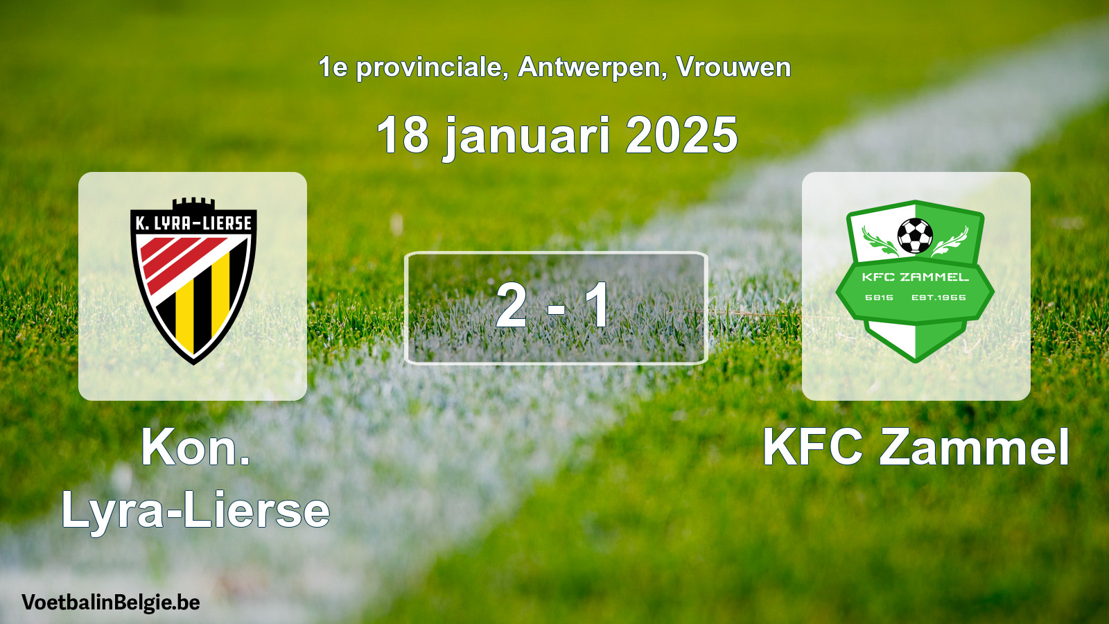 Gespeelde wedstrijd vrouwenvoetbal: Kon. Lyra-Lierse - KFC Zammel 2 - 1 (18 januari 2025)