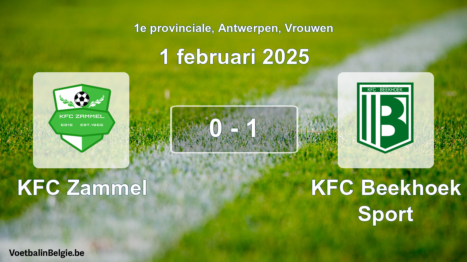 Gespeelde wedstrijd vrouwenvoetbal: KFC Zammel - KFC Beekhoek Sport 0 - 1 (1 februari 2025)