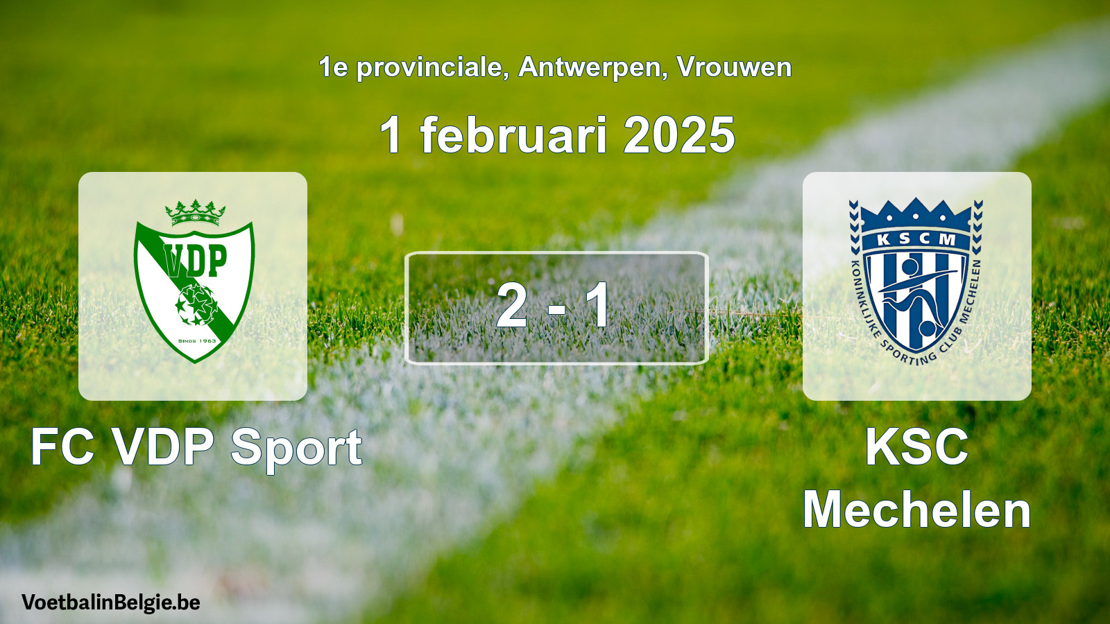 Played match women football: FC VDP Sport - KSC Mechelen 2 - 1 (1 February 2025)