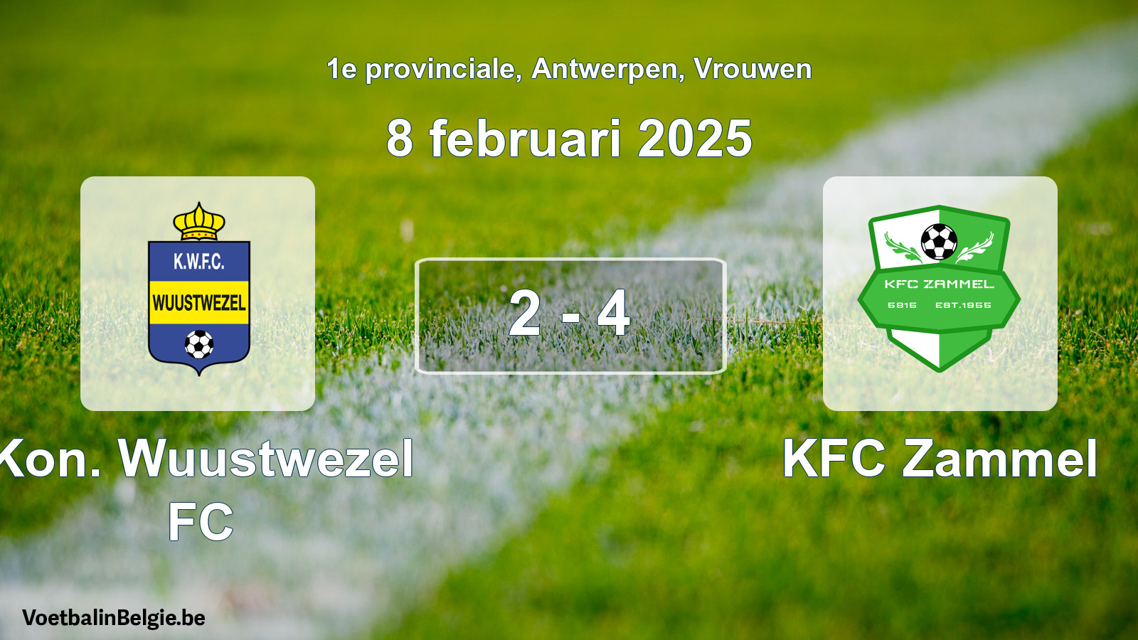 Played match women football: Kon. Wuustwezel FC - KFC Zammel 2 - 4 (8 February 2025)