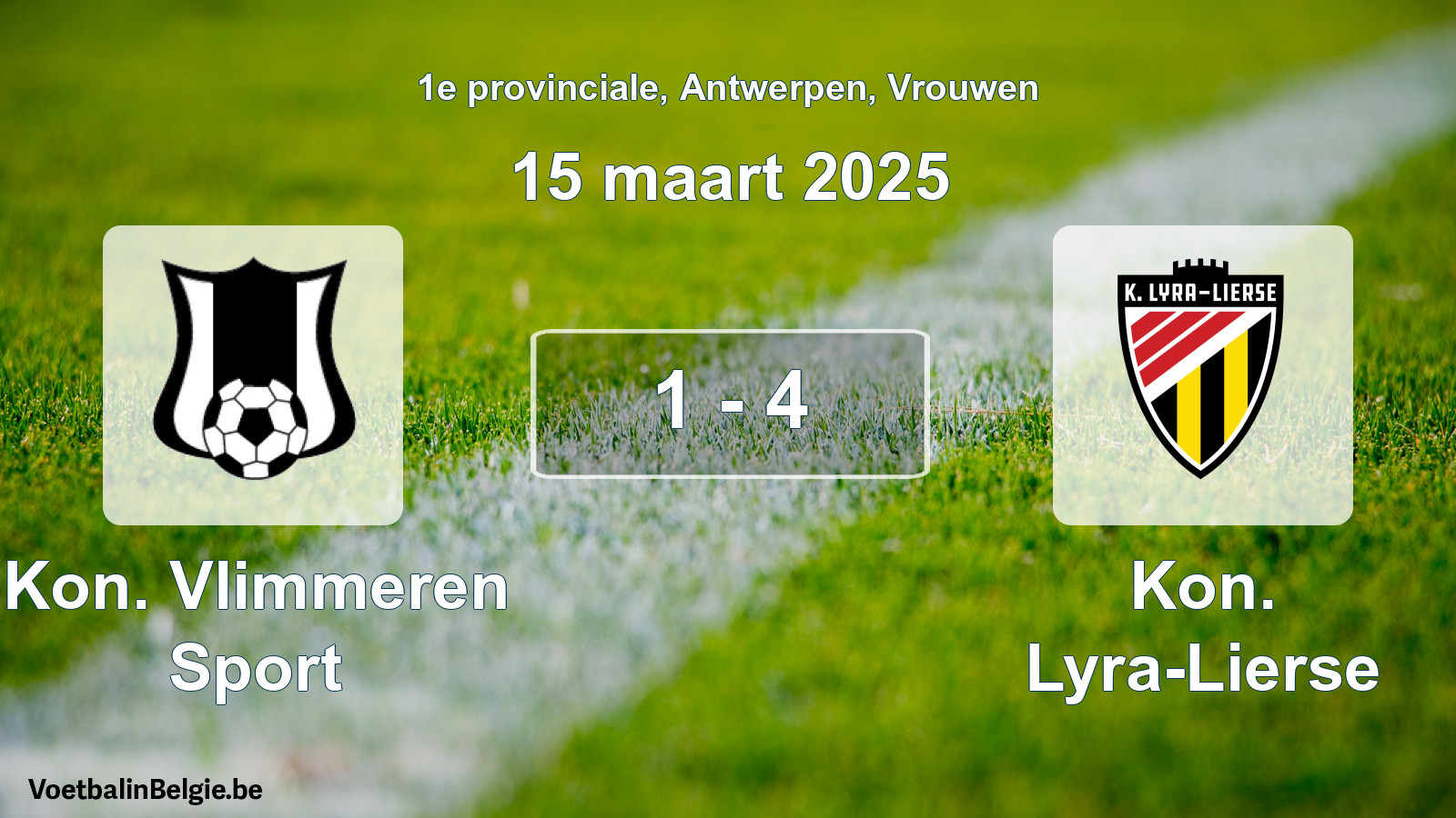 Gespeelde wedstrijd vrouwenvoetbal: Kon. Vlimmeren Sport - Kon. Lyra-Lierse 1 - 4 (15 maart 2025)