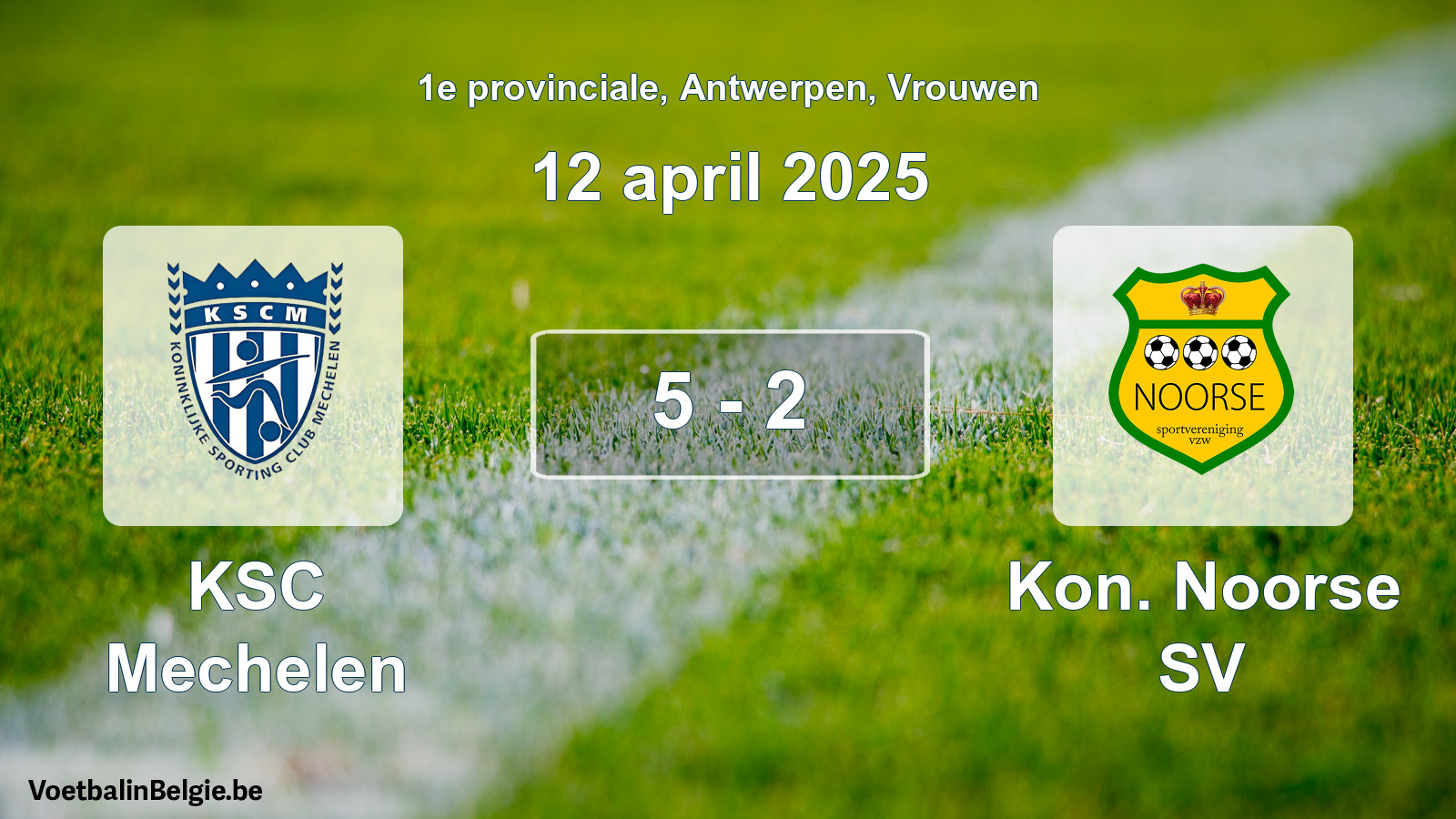 Played match women football: KSC Mechelen - Kon. Noorse SV 5 - 2 (12 April 2025)