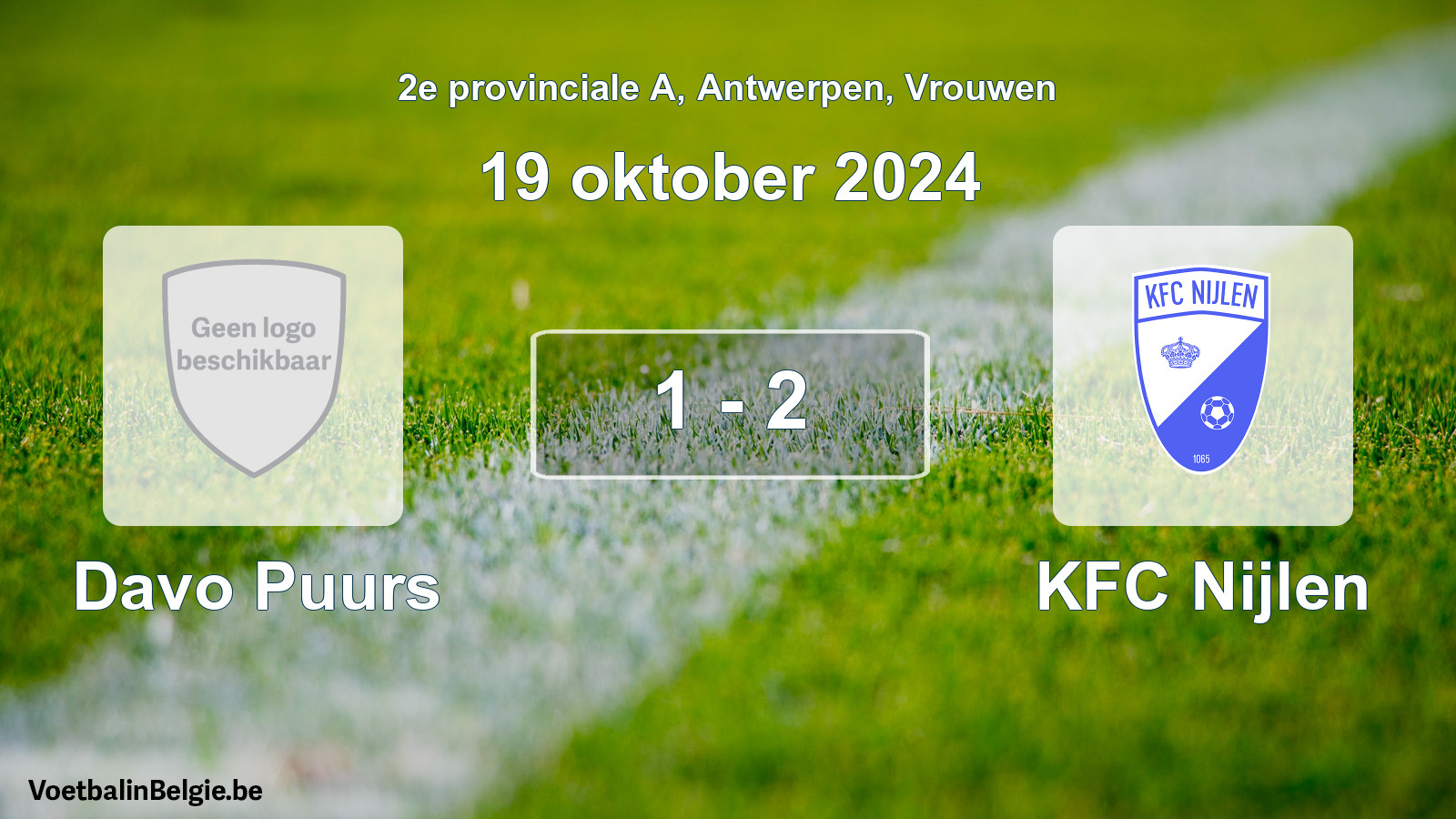 Gespeelde wedstrijd vrouwenvoetbal: Davo Puurs - KFC Nijlen 1 - 2 (19 oktober 2024)