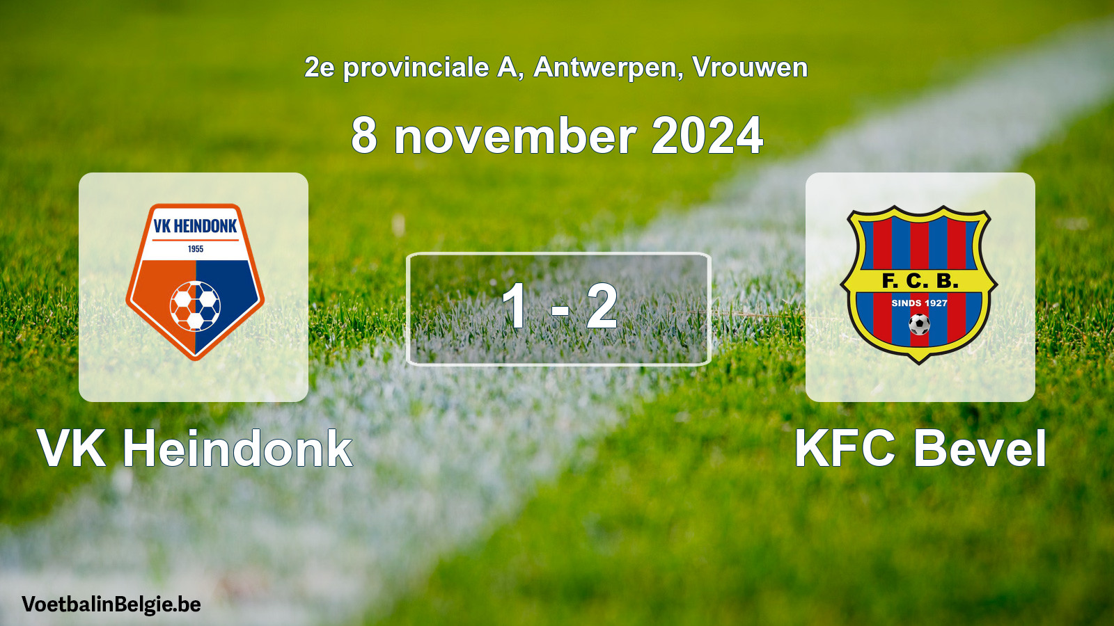 Gespeelde wedstrijd vrouwenvoetbal: VK Heindonk - KFC Bevel 1 - 2 (8 november 2024)