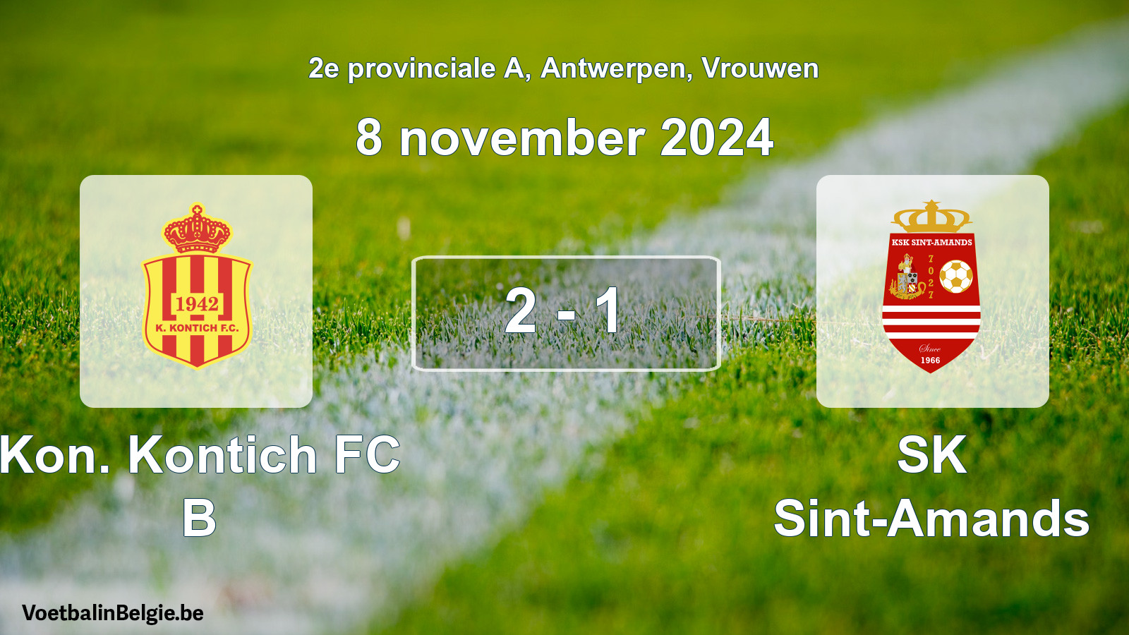 Gespeelde wedstrijd vrouwenvoetbal: Kon. Kontich FC B - SK Sint-Amands 2 - 1 (8 november 2024)