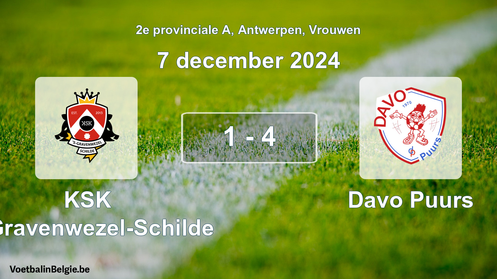 Played match women football: KSK 's-Gravenwezel-Schilde - Davo Puurs 1 - 4 (7 December 2024)
