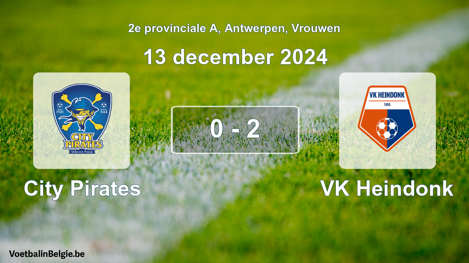 Gespeelde wedstrijd vrouwenvoetbal: City Pirates - VK Heindonk 0 - 2 (13 december 2024)