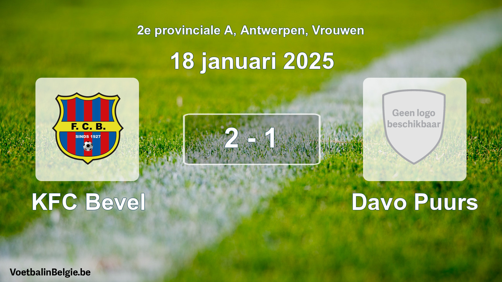 Gespeelde wedstrijd vrouwenvoetbal: KFC Bevel - Davo Puurs 2 - 1 (18 januari 2025)