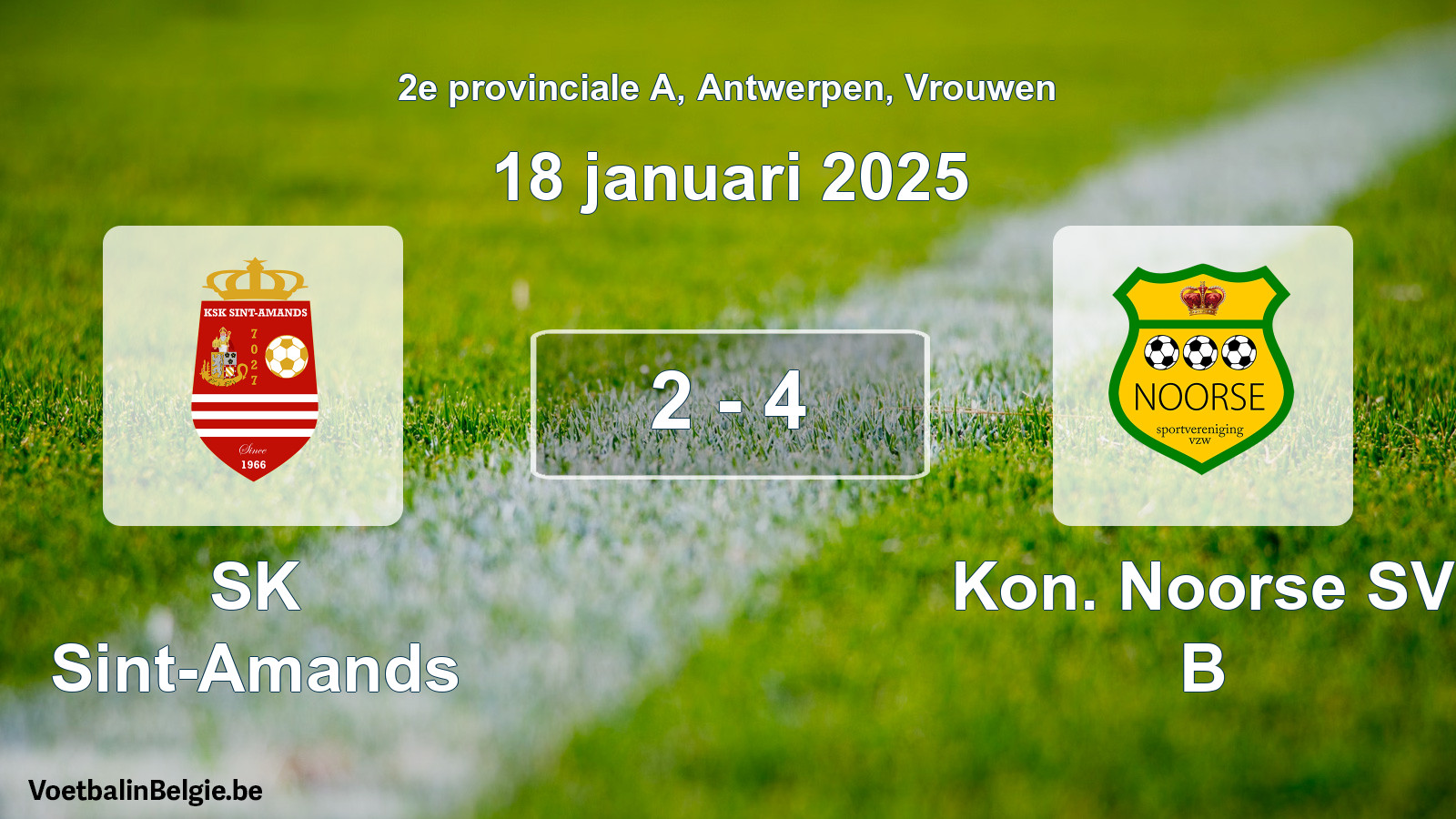 Played match women football: SK Sint-Amands - Kon. Noorse SV B 2 - 4 (18 January 2025)