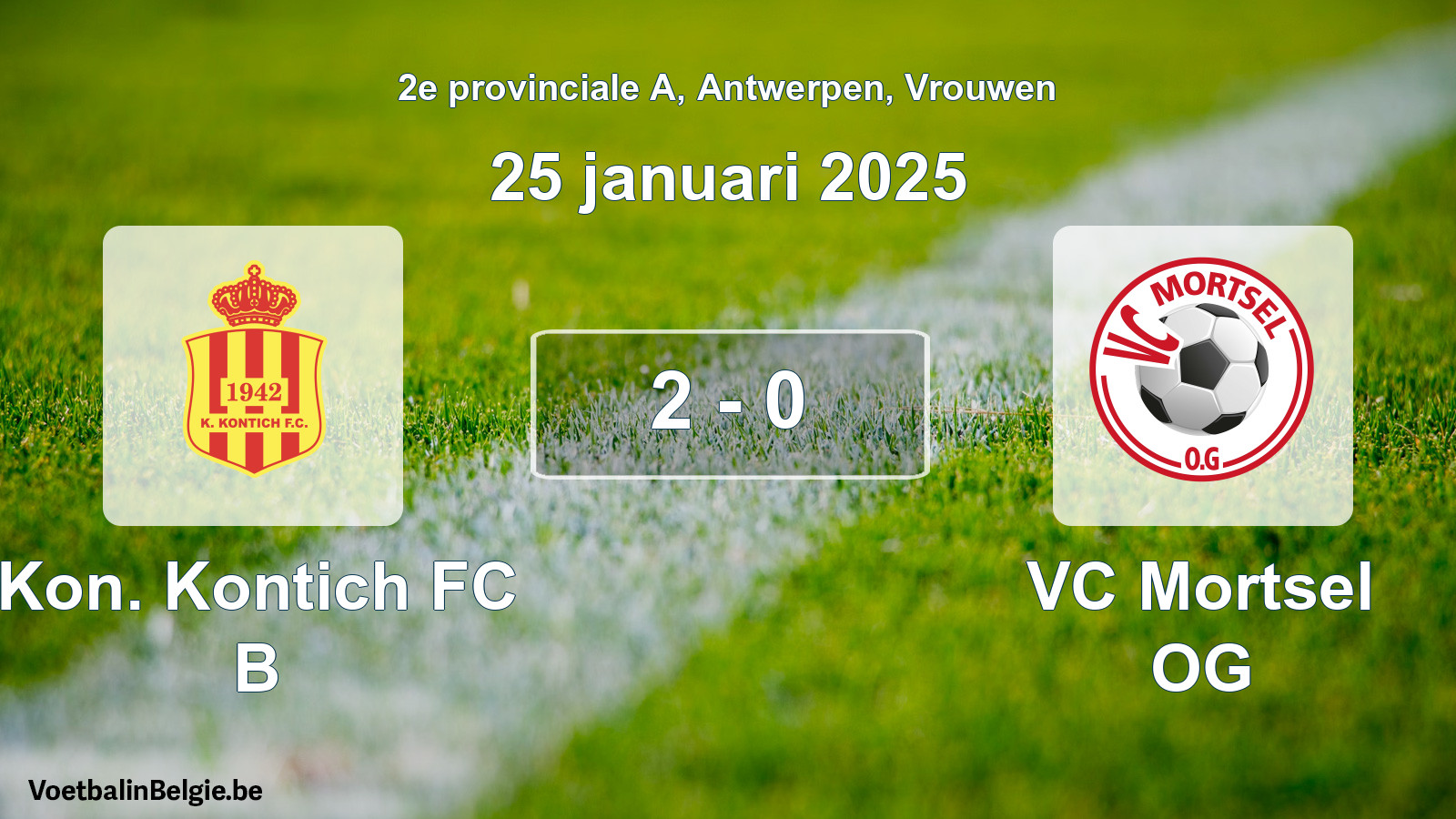 Gespeelde wedstrijd vrouwenvoetbal: Kon. Kontich FC B - VC Mortsel OG 2 - 0 (25 januari 2025)