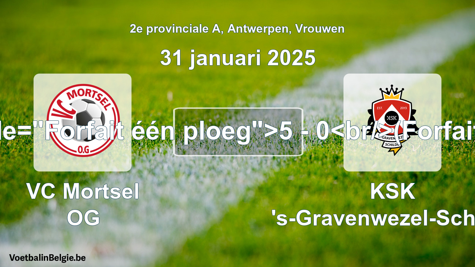 Forfait gegeven: VC Mortsel OG - KSK 's-Gravenwezel-Schilde 5 - 0 (31 januari 2025)