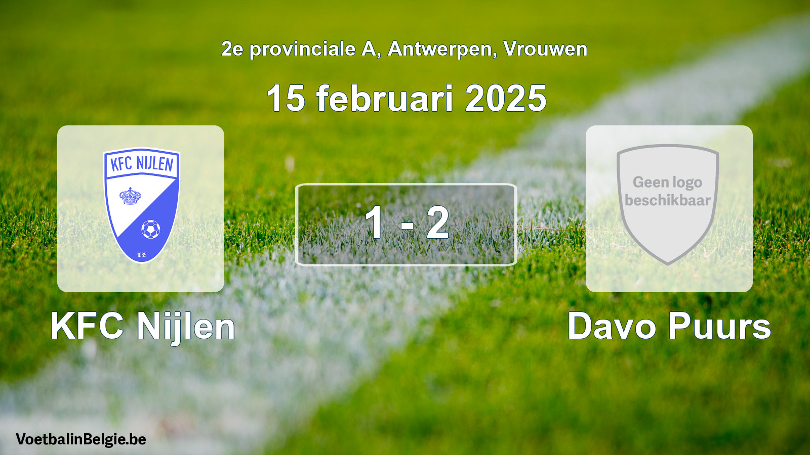 Gespeelde wedstrijd vrouwenvoetbal: KFC Nijlen - Davo Puurs 1 - 2 (15 februari 2025)