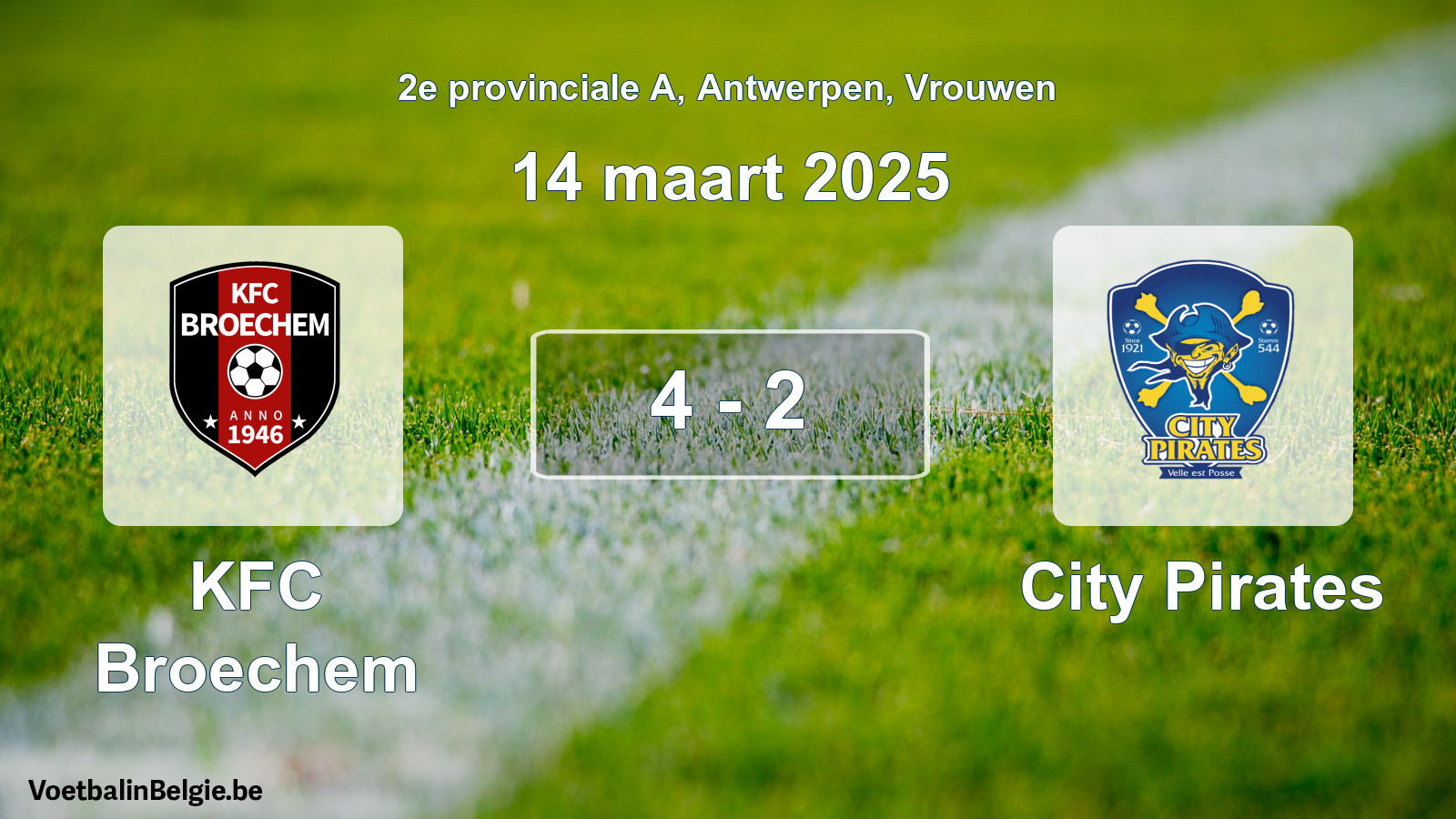 Gespeelde wedstrijd vrouwenvoetbal: KFC Broechem - City Pirates 4 - 2 (14 maart 2025)