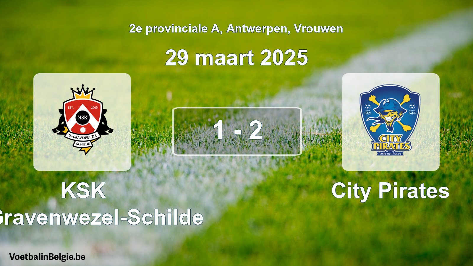 Gespeelde wedstrijd vrouwenvoetbal: KSK 's-Gravenwezel-Schilde - City Pirates 1 - 2 (29 maart 2025)