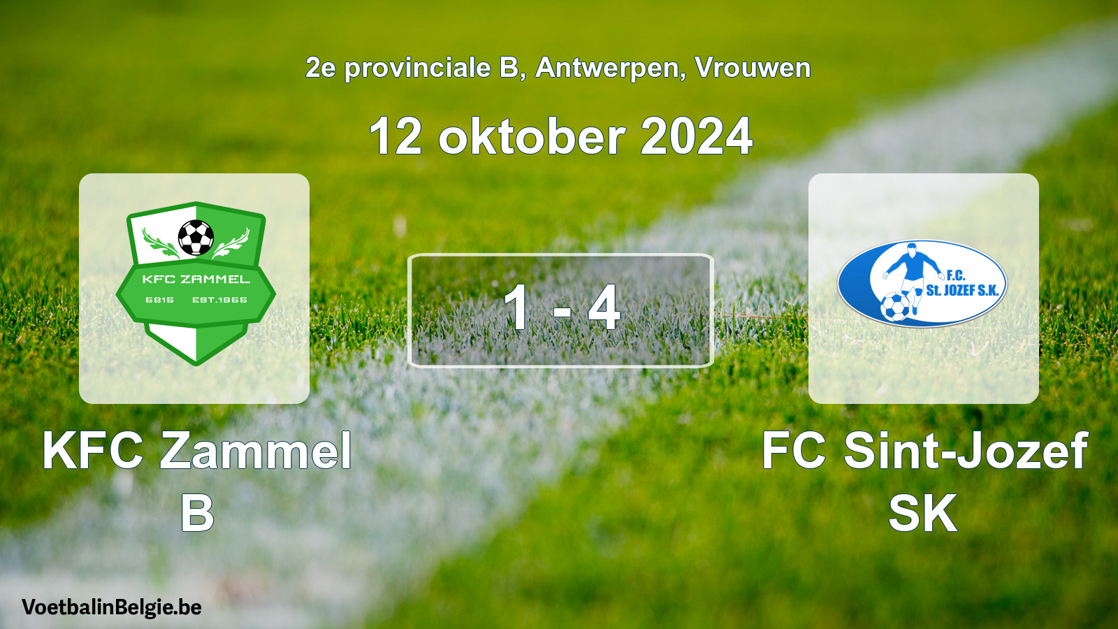 Gespeelde wedstrijd vrouwenvoetbal: KFC Zammel B - FC Sint-Jozef SK 1 - 4 (12 oktober 2024)