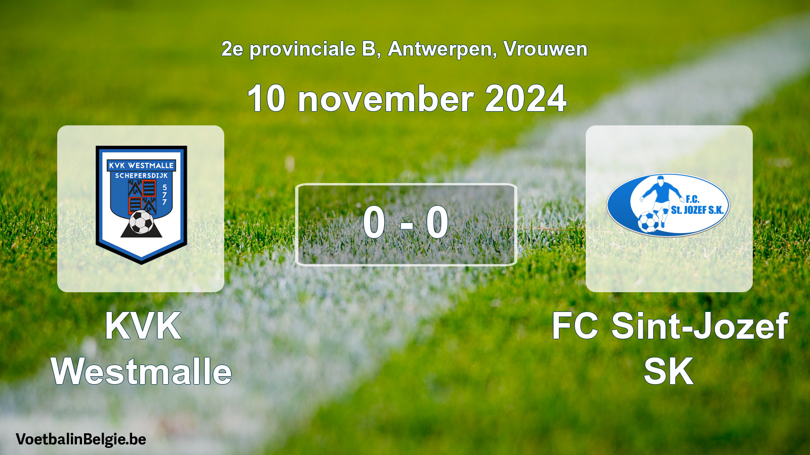 Gespeelde wedstrijd vrouwenvoetbal: KVK Westmalle - FC Sint-Jozef SK 0 - 0 (10 november 2024)