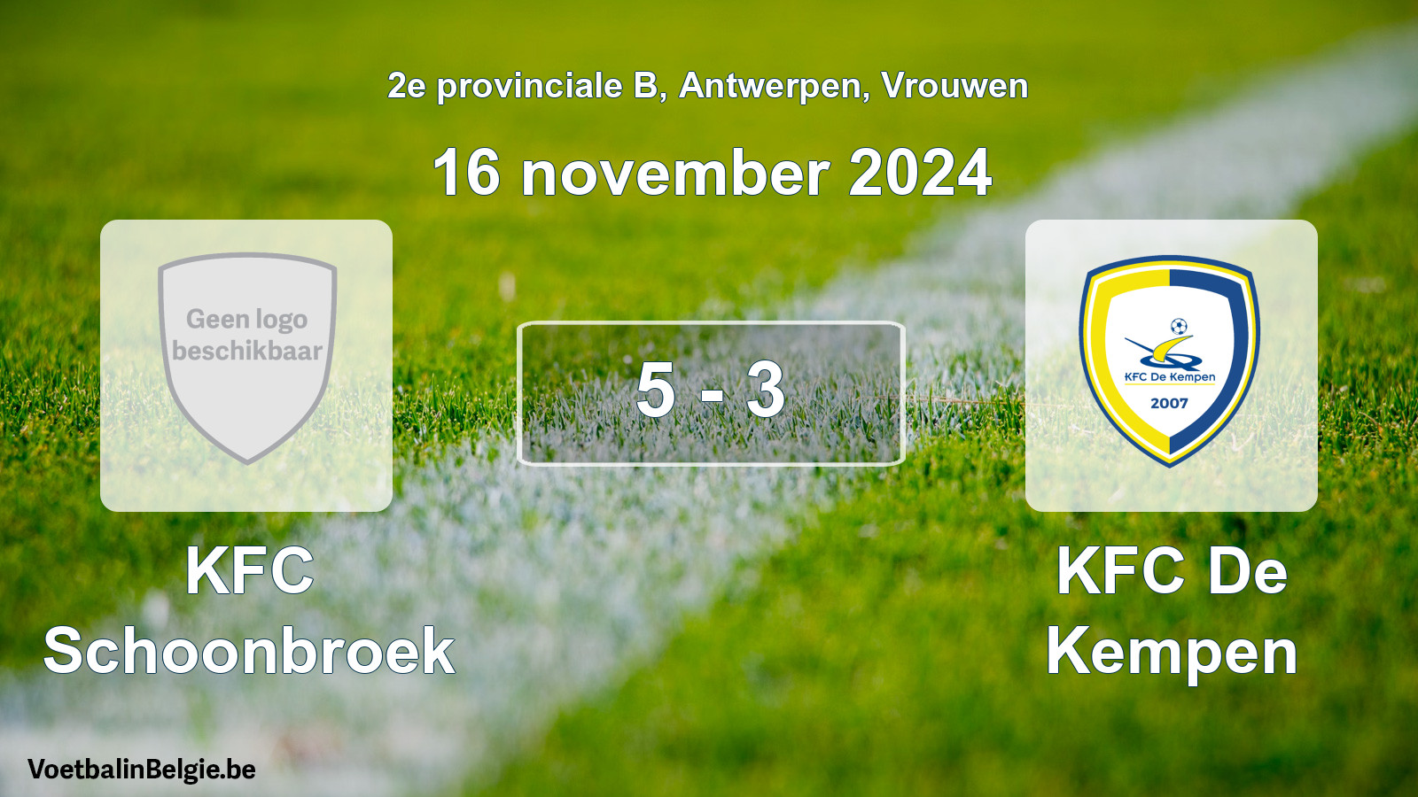 Gespeelde wedstrijd vrouwenvoetbal: KFC Schoonbroek - KFC De Kempen 5 - 3 (16 november 2024)
