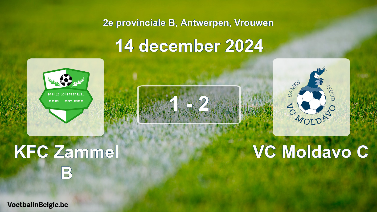 Gespeelde wedstrijd vrouwenvoetbal: KFC Zammel B - VC Moldavo C 1 - 2 (14 december 2024)