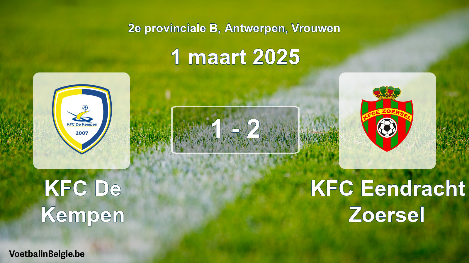 Gespeelde wedstrijd vrouwenvoetbal: KFC De Kempen - KFC Eendracht Zoersel 1 - 2 (1 maart 2025)