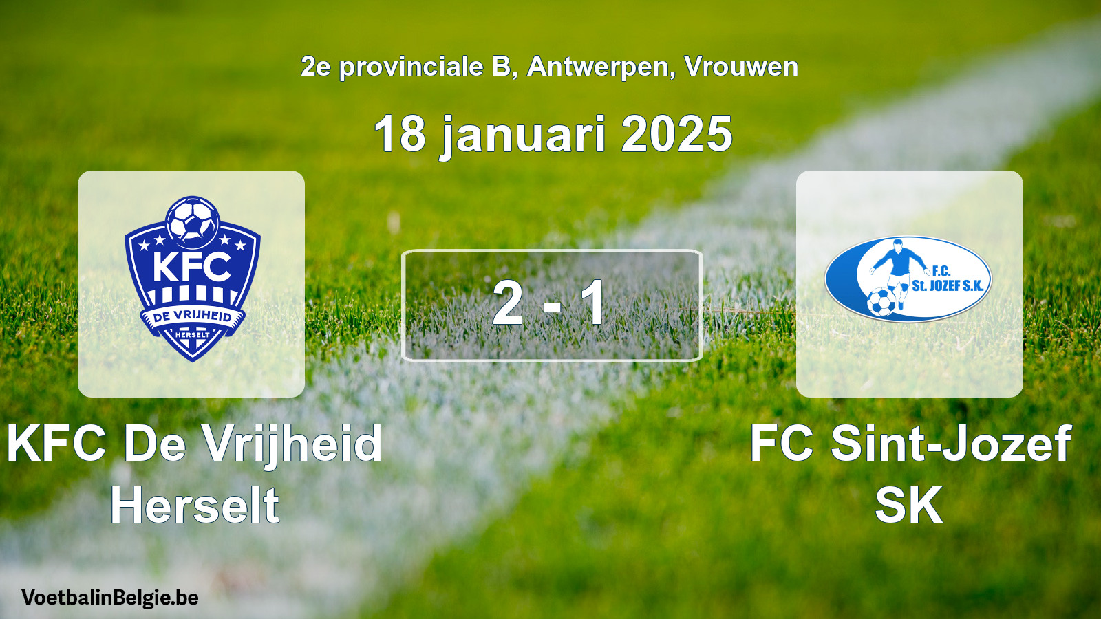 Gespeelde wedstrijd vrouwenvoetbal: KFC De Vrijheid Herselt - FC Sint-Jozef SK 2 - 1 (18 januari 2025)