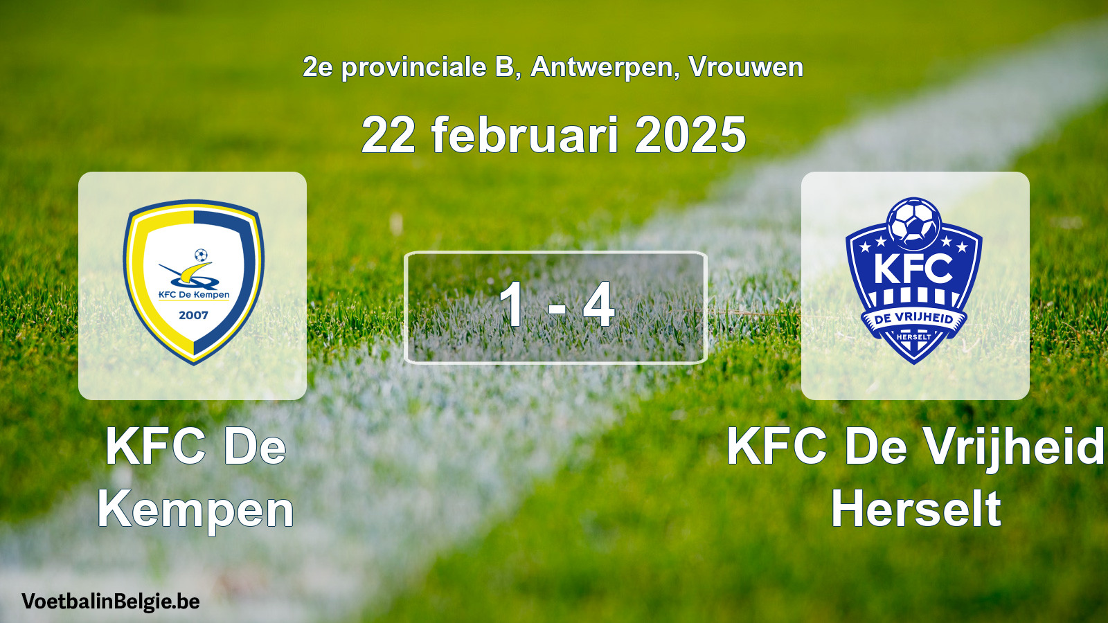 Gespeelde wedstrijd vrouwenvoetbal: KFC De Kempen - KFC De Vrijheid Herselt 1 - 4 (22 februari 2025)