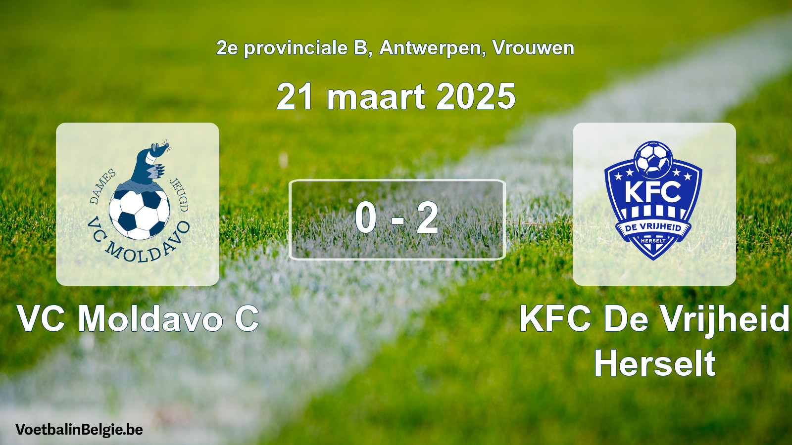 Gespeelde wedstrijd vrouwenvoetbal: VC Moldavo C - KFC De Vrijheid Herselt 0 - 2 (21 maart 2025)