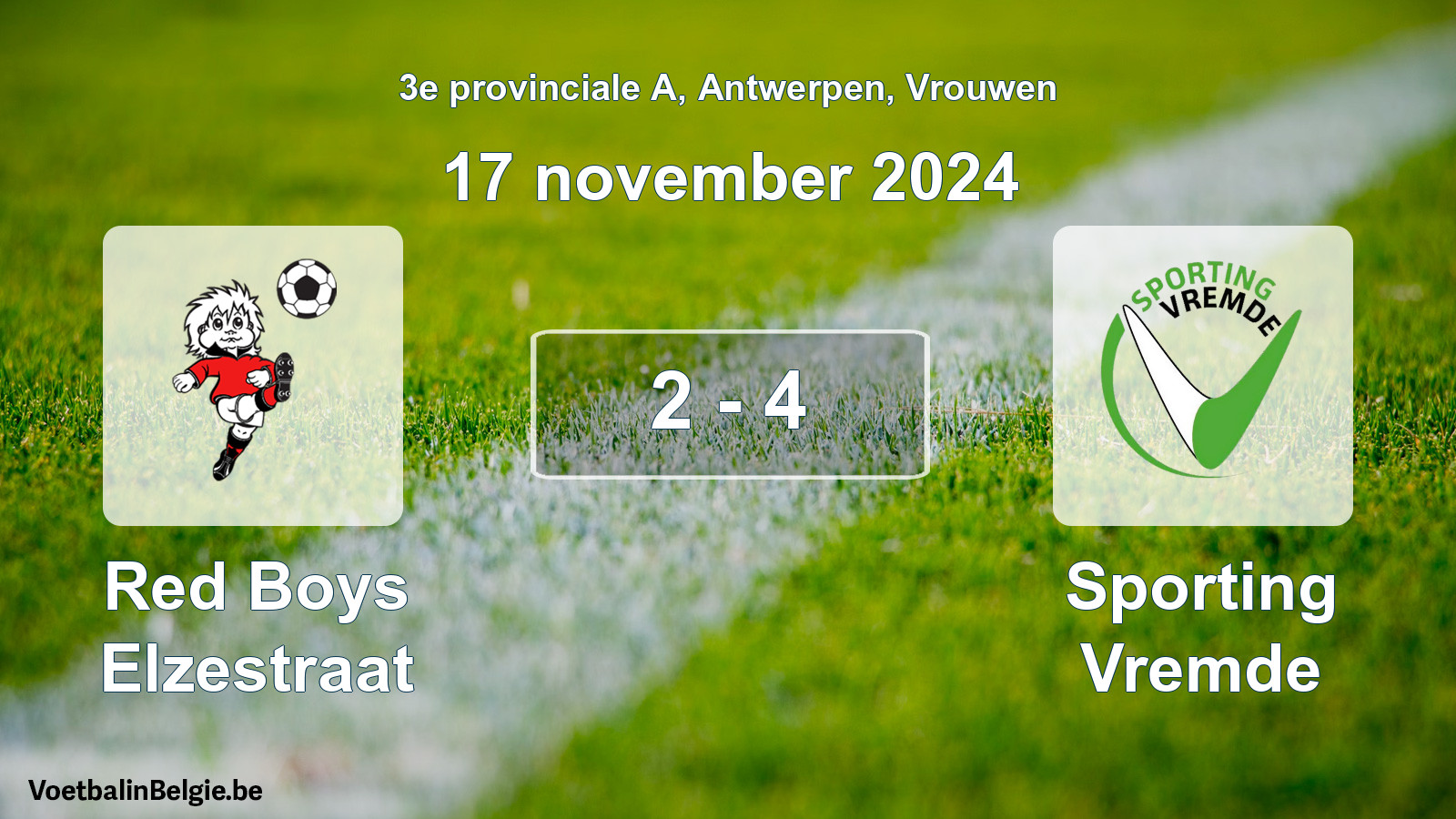 Played match women football: Red Boys Elzestraat - Sporting Vremde 2 - 4 (17 November 2024)