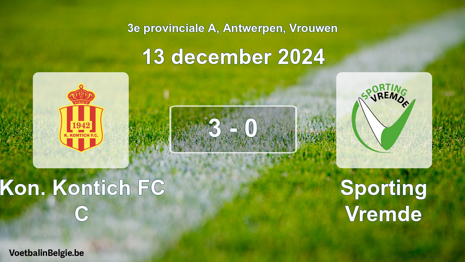 Gespeelde wedstrijd vrouwenvoetbal: Kon. Kontich FC C - Sporting Vremde 3 - 0 (13 december 2024)