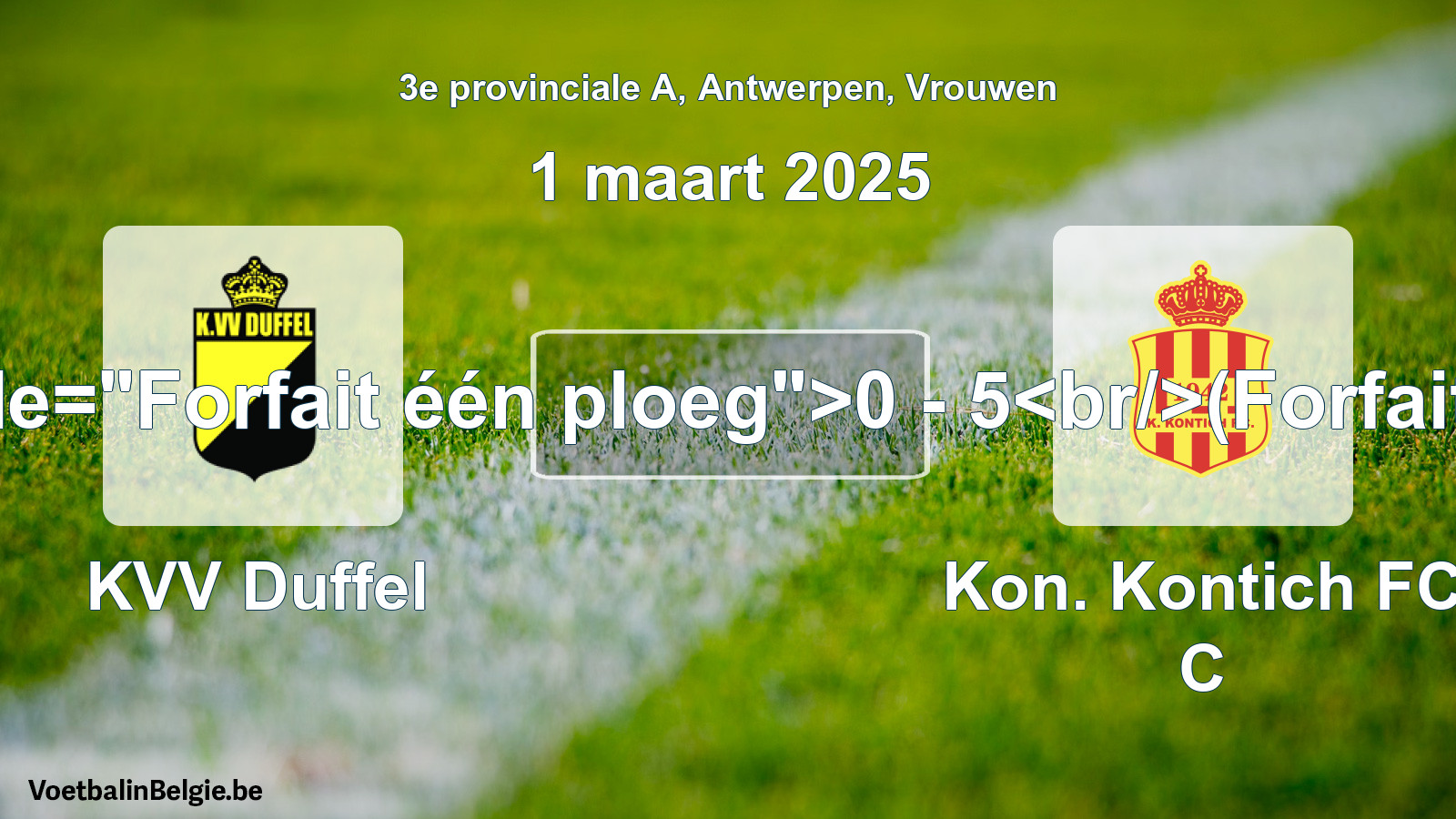 Forfait gegeven: KVV Duffel - Kon. Kontich FC C 0 - 5 (1 maart 2025)